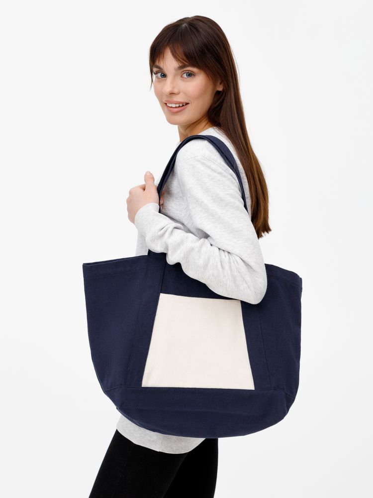 картинка Шопер Shophop, синий с неокрашенным от магазина Одежда+