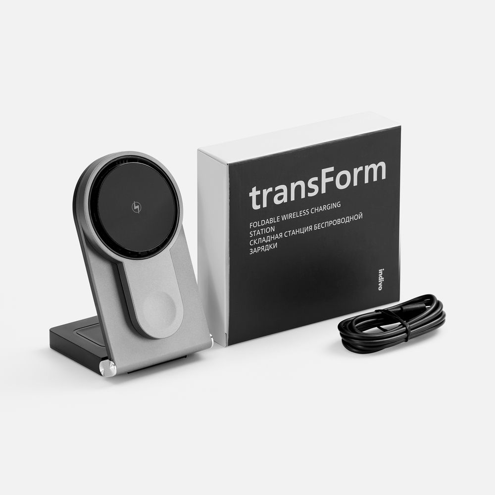 картинка Складная станция беспроводной зарядки transForm, серый металлик от магазина Одежда+