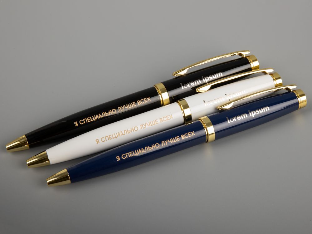 картинка Ручка шариковая Letra Gold, глянцевая, темно-синяя от магазина Одежда+