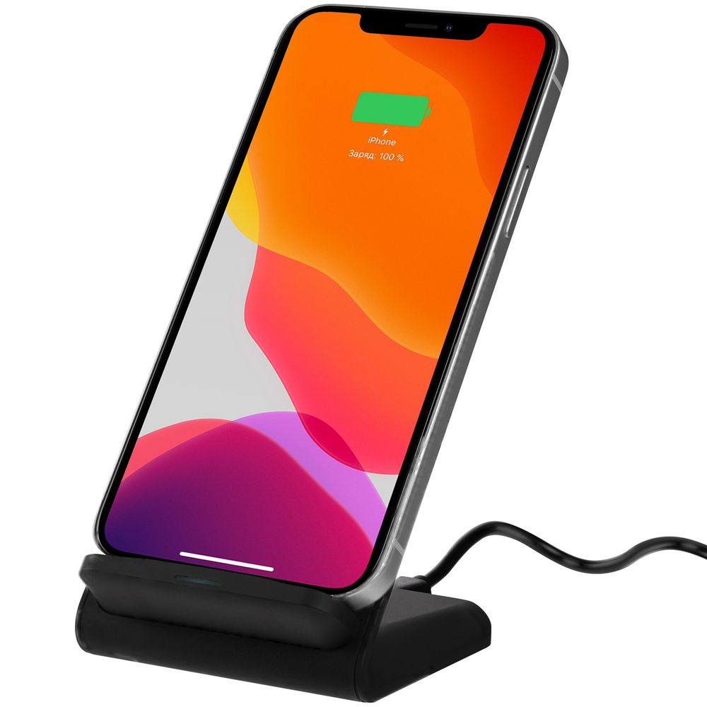 картинка Беспроводное зарядное устройство с быстрой зарядкой Overtop, черное от магазина Одежда+